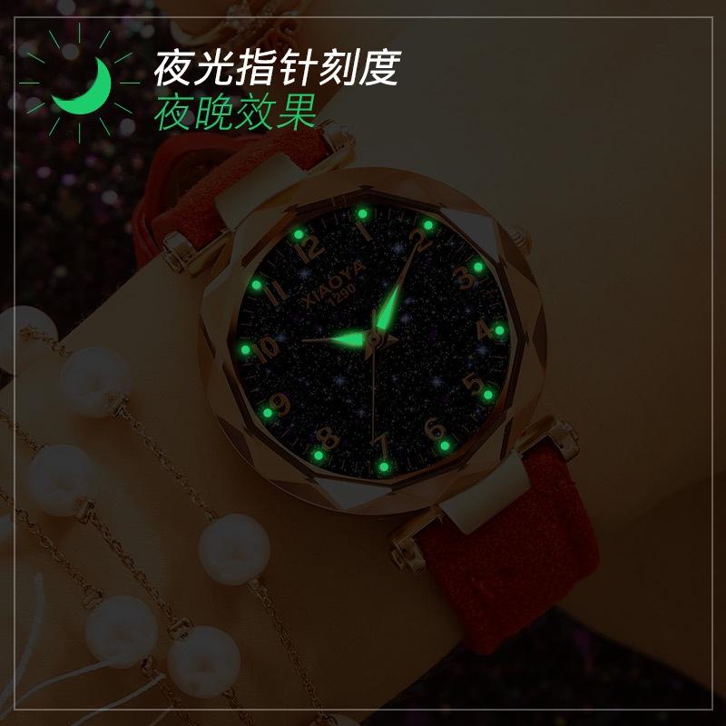 Stylish Women Wristwatch Featuring A Luminous Starry Sky And Rhinestone Details