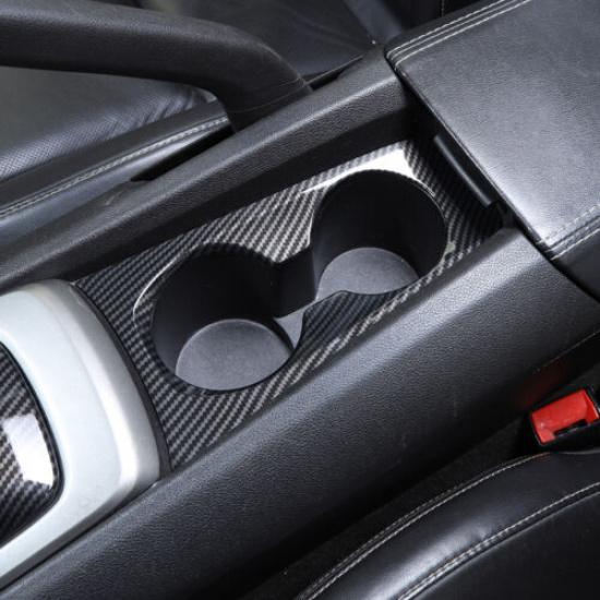 Water Cup Holder Decor Cover Panel Sticker Carbon Fiber For Chevy Camaro 2010-15