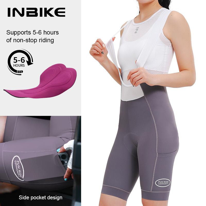 INBIKE Women's Cycling Bibs Pants High-waisted Summer Bike Shorts with Straps Shock Absorbing Bicycle Shorts MTB Cycling Clothes