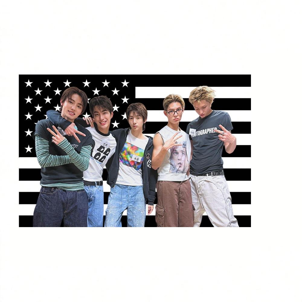 Kpop Cortis All Members American Flag Tapestry Interior Wall Decoration Room Decoration Home Mural Fan Welfare Gifts