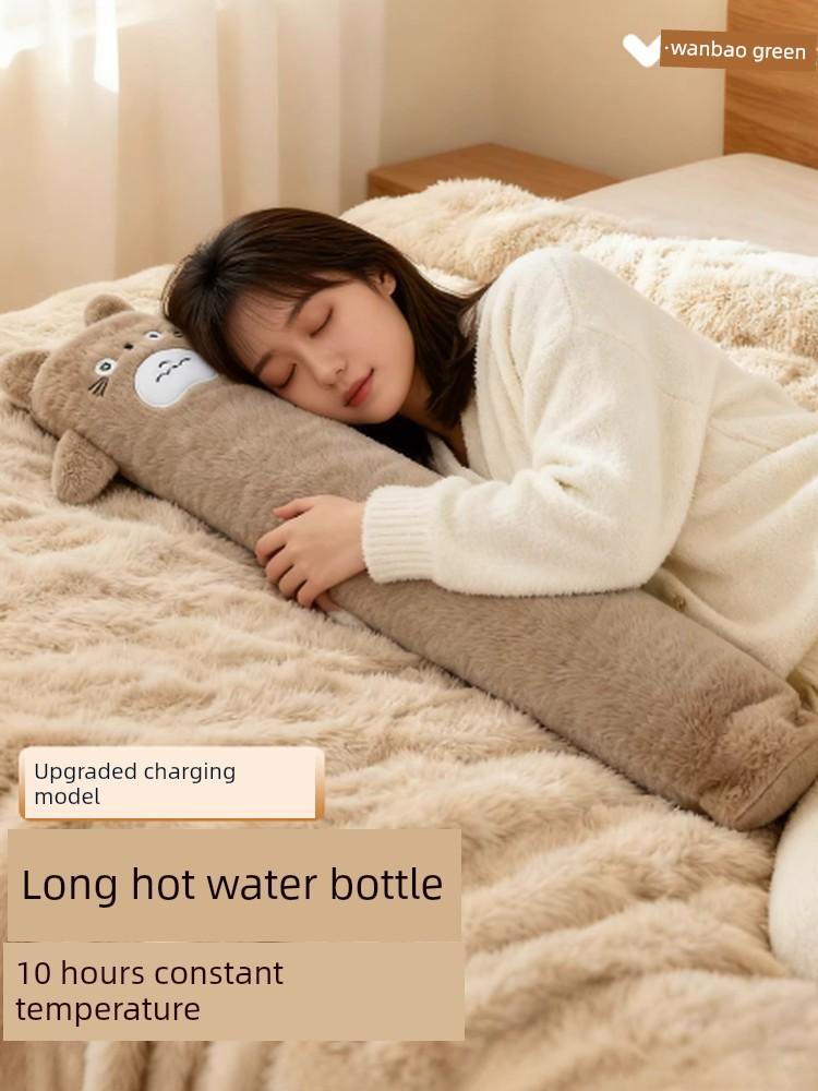 Totoro Rechargeable Long Hot Water Bottle for Warming the Bed, Extra Long 75cm, Safe and Explosion-Proof, for Girls to Warm Feet and Bed, Hot Compress