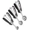 3PCS Ice Cream Scoop Cookies Scoop Set Stainless Steel Ice Cream Spoon Watermelon DiggerBlack