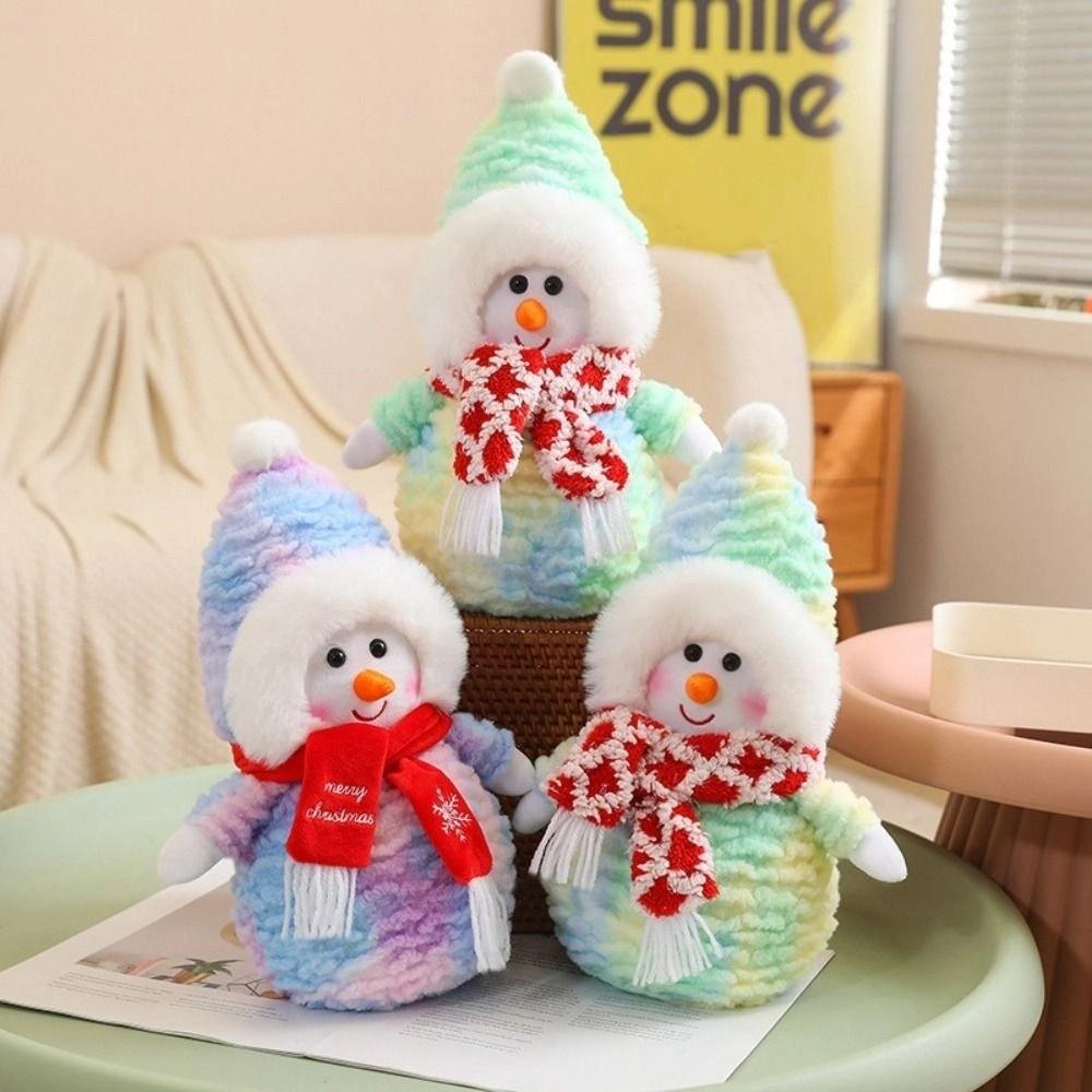 Fluffy Santa Claus Plush Toys 35cm Snowman Stuffed Dolls  Xmas Festival Decor