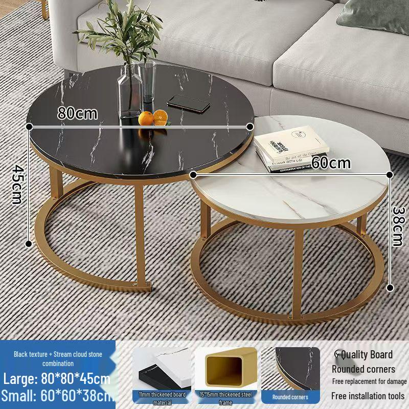 Simple Modern Light Luxury Coffee Table - Small Round Side Table for Living Room or Bedroom