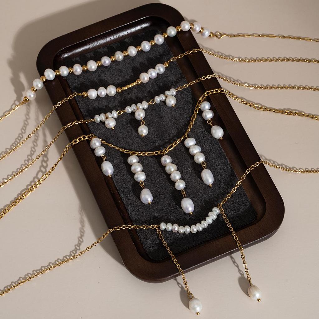 French Baroque Pearl Choker: 18K Gold Versatile Korean Style Necklace for Women