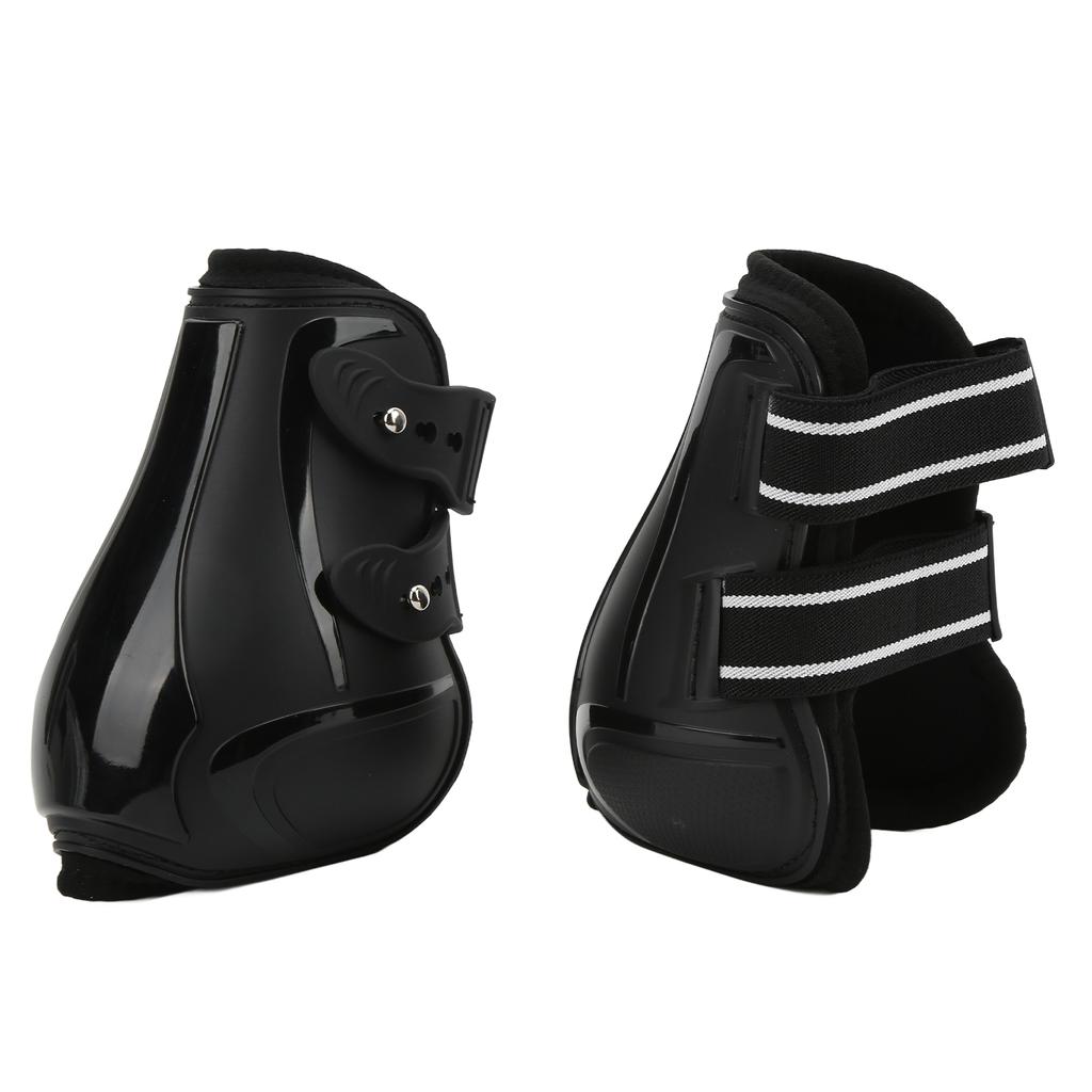 Horse Tendon Boots Set Soft Anti Slip Adjustable PU Shell Tendon Guard Boots for HorsesBlack Hind