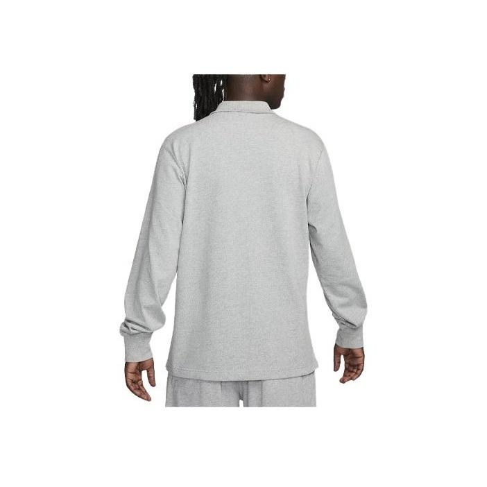 Nike Club Logo Embroidered Casual Long Sleeve Polo Shirt Men Tops Dark-Gray FQ3417-063