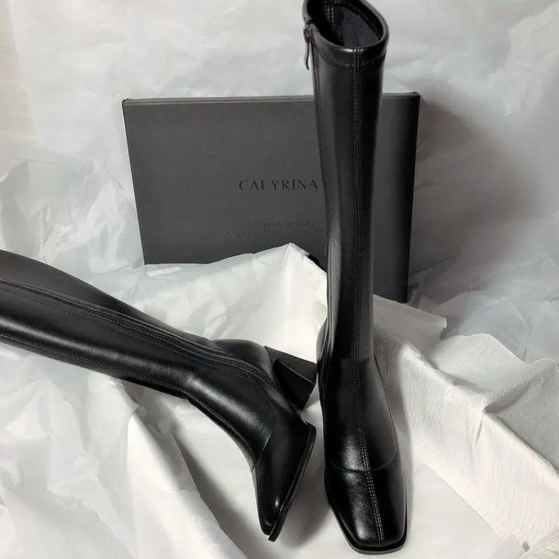 Women's PU Boots Boots-Women Luxury Designer Sexy Thigh High Heels High Sexy Female Shoes Zipper Winter