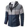 Spring Autumn Hooded Warm Sweater for Men with Thick and Velvet Men Knitted Sweatercoats Patchwork Jacket