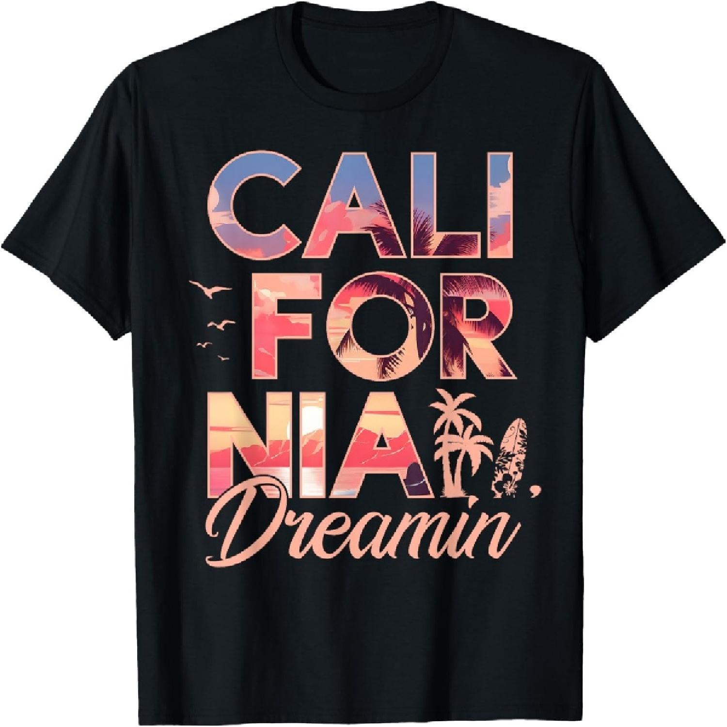 Футболка  Мечты о Калифорнии Закат Пляж Пальма Летний Отпуск  XXXXXL разноцветный