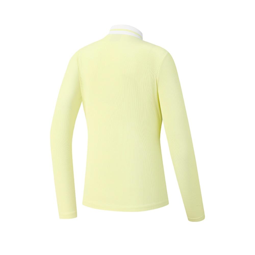 FILA Golf Series Trendy Fashion Simple Casual Sports Training Versatile Slim Fit Long Sleeve Polo Shirt Women tops Mustard-Yellow A11W615214FYE