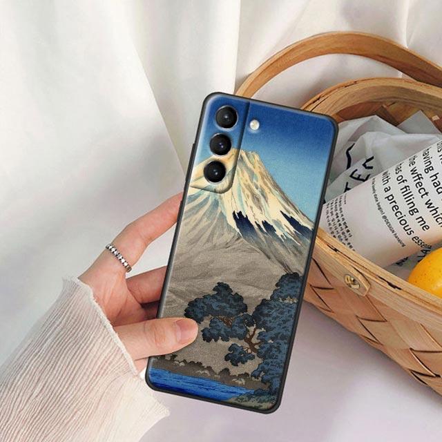 Japanese Style Art Ukiyo-e Phone Case For Samsung Galaxy S25 S24 Ultra S23 Plus S20 S21 FE S22 S24FE 5G Cases Black Soft Cover