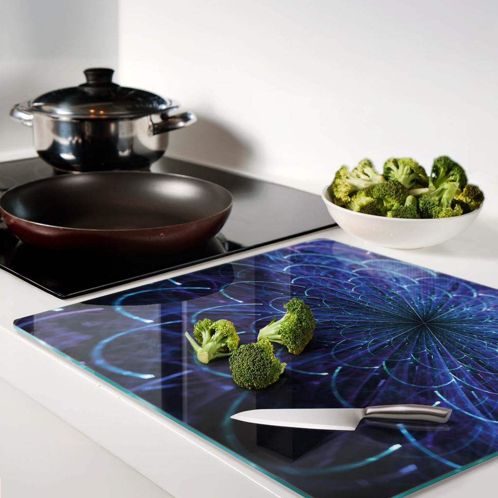 Tempered Glass Kitchen Board with Decorative Graphics Shiny Flower 60x52 cm