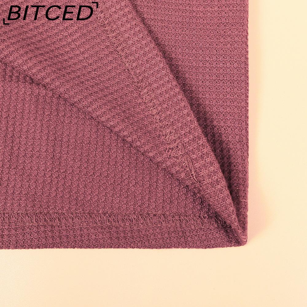BITCED Women's Fall/Winter Polo Neck Button-Up Solid Color Long-Sleeve T-Shirt