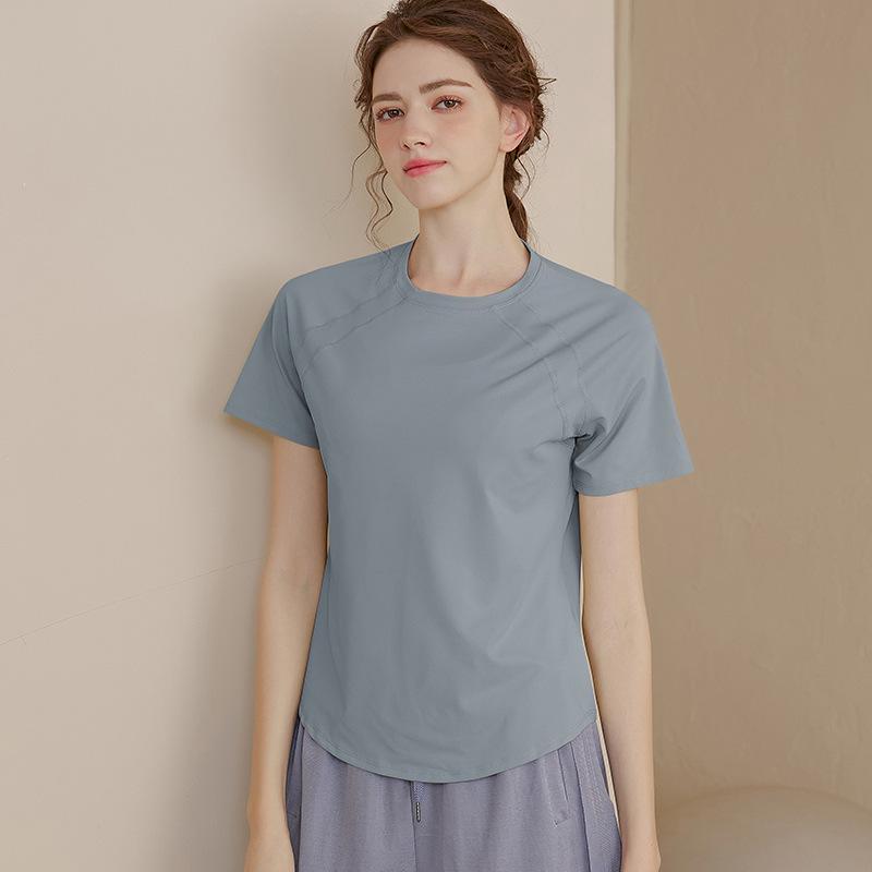 

Женская футболка с коротким рукавом свободного кроя, быстросохнущая - Дышащий летний фитнес-топ для бега и йоги Large синий