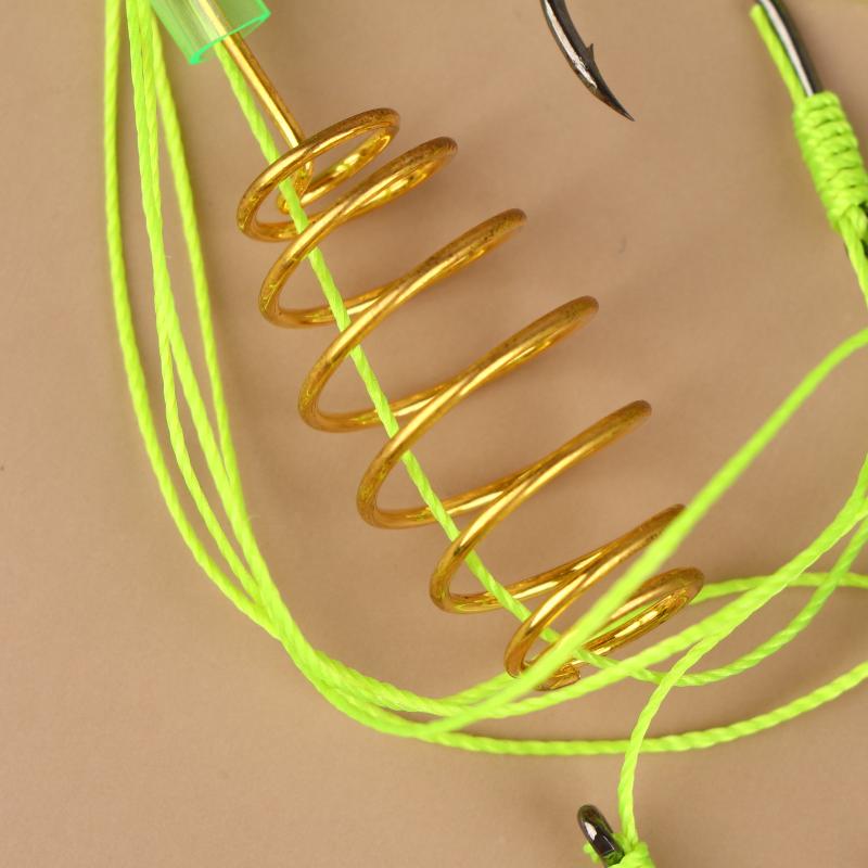 4Pcs Isni Explosive Hook Waist Drum Spring Bait Hook Anti-Winding Silver Carp And Bighead Fish Group Fishing Accessories