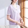 XUEXI Women's Summer Ice Silk Short Sleeve Blouse