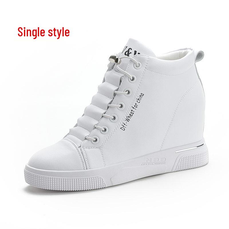 

Жіночі весняно-літні білі кросівки на високій платформі-клині - корейський стиль, повсякденні кросівки, що збільшують зріст, з товстою підошвою. 37