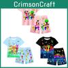Pijama de Verão Infantil Sprunki Print Duas Peças com Estampa de Desenho Animado Roupa de Dormir Presente