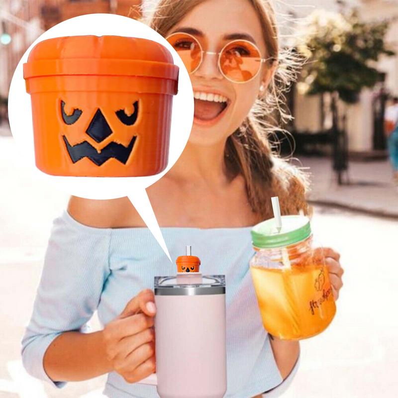 

Cute Straw Toppers Halloween Bucket Shape Straw Tip Covers Cup Accessories Straw Tips Lids For Water Bottle Cup Decorations белый