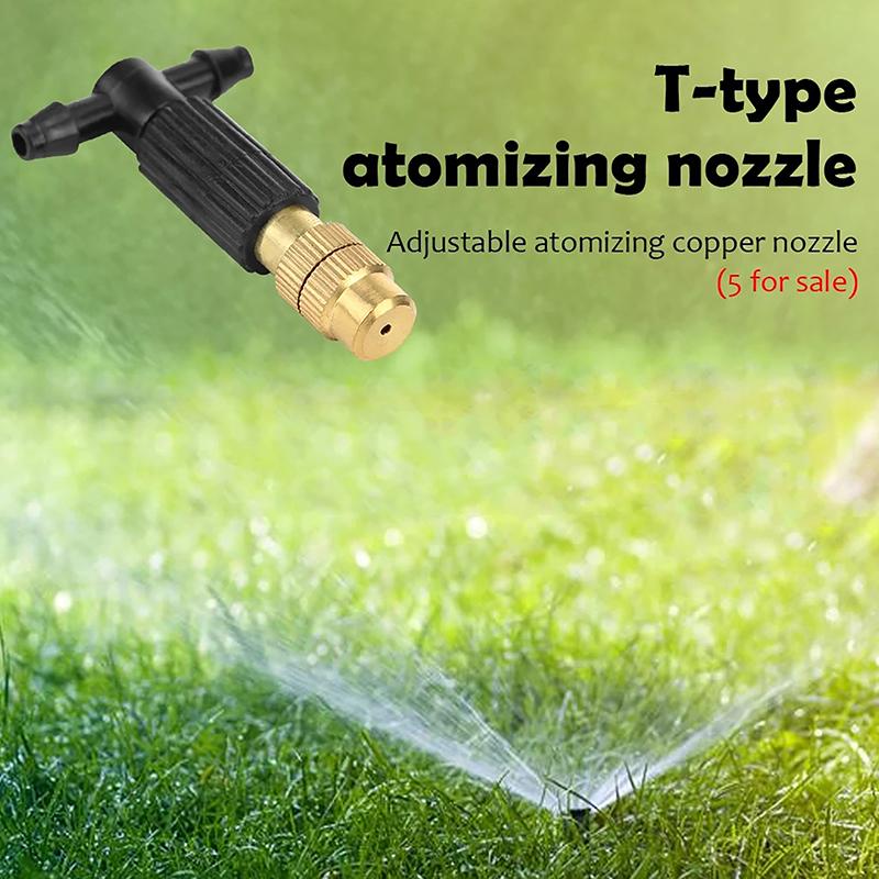 1/5Pcs 4/7 Pvc Outdoor Misting Cooling System Garden Irrigation Watering 1/4'' Brass Atomizer Adjustable Garden Sprinklers