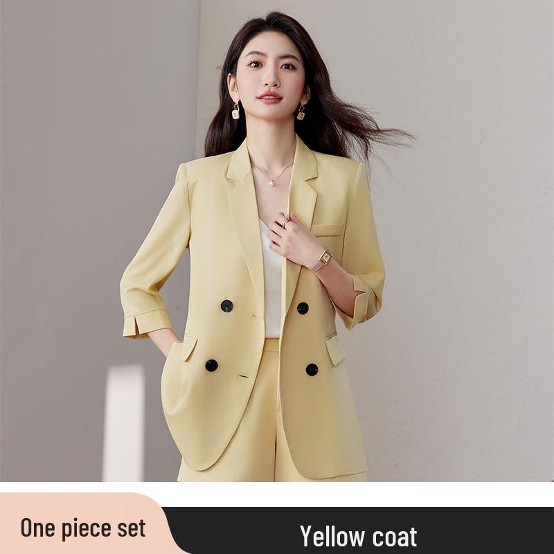 

Женский комплект двойка большого размера: желтый блейзер и шорты для весны/лета 2025. M