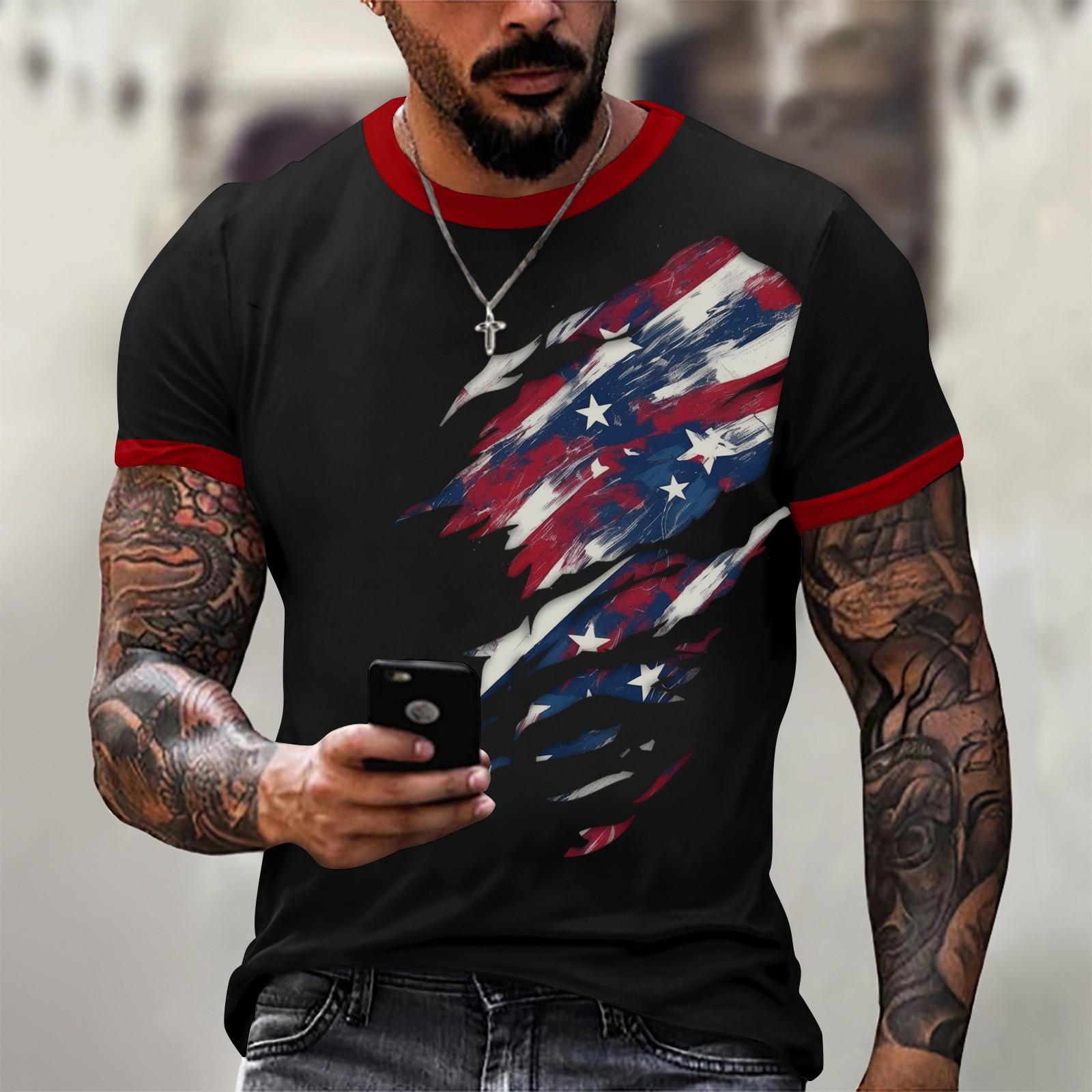 Summer Men s Popular T-shirt Printed Round Neck Short Sleeve T-shirt XXXL