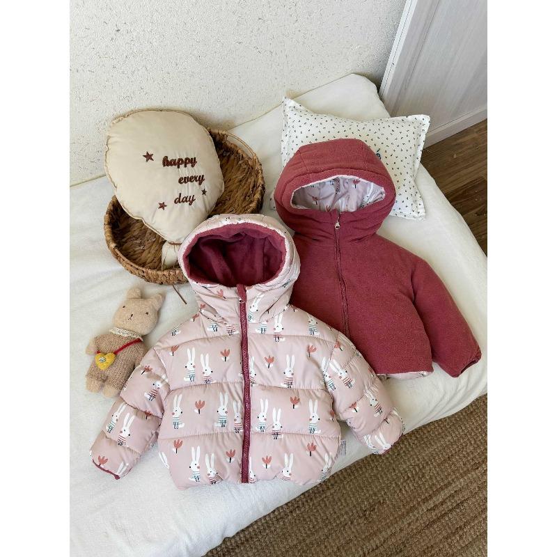 Autumn and Winter Double-sided Down Cotton Jacket, Children's Thick and Plush Children's Clothing, Short Jacket, Jacket