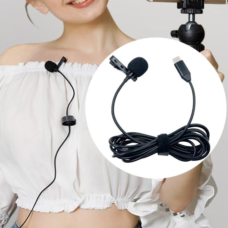 Type C External Lapel Mic High Sensitivity USB C Lavalier Microphone Distortion Frees Sound Suitable for Phone 15 Series
