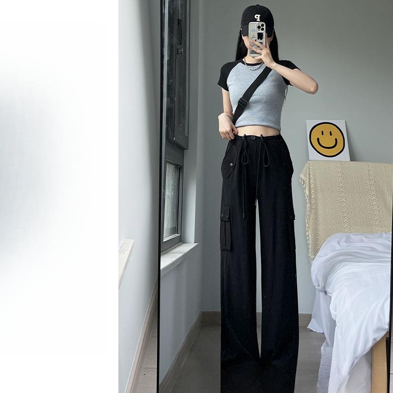 

New Spring and Autumn Thin High Waist Wide Legs Straight Casual Simple Fashion American Sweatpants XL