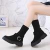 Women Ankle Boots Flock Patchwork Short Plush Slip-On Platform Belt Buckle Female Boot Comfortable Leisure Lady Winter Footwear