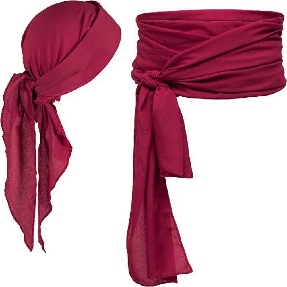 Solid Color Pirate Headband Waist Belt Head Wrap Cosplay Costume Retro Halloween Scarf Belt  Men