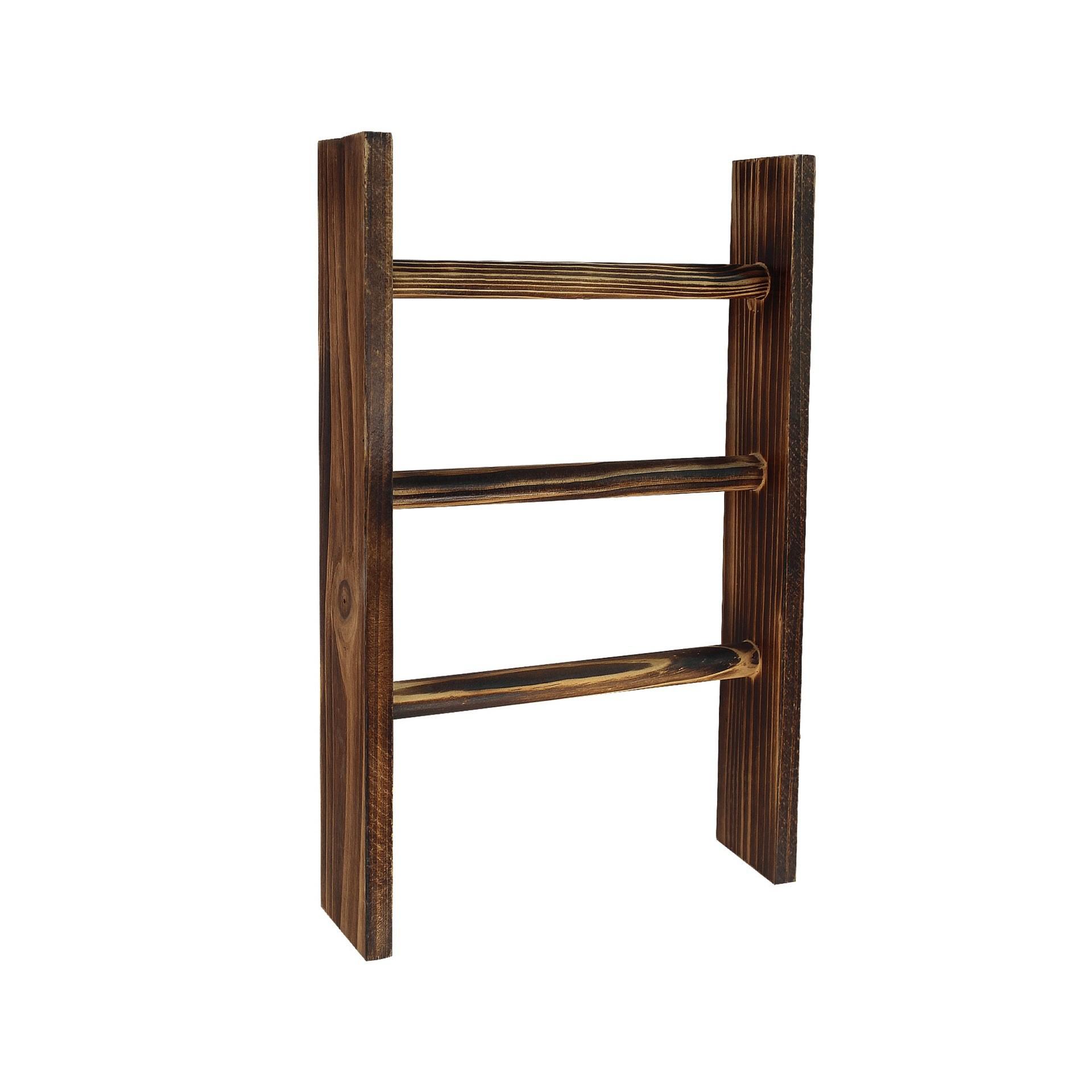 Towel Rack-Farmhouse Decor Ladder, 3-Tier Wood Countertop 16-Inch Mini Tea Towel Ladder for Bathroom Kitchen Office Ornament