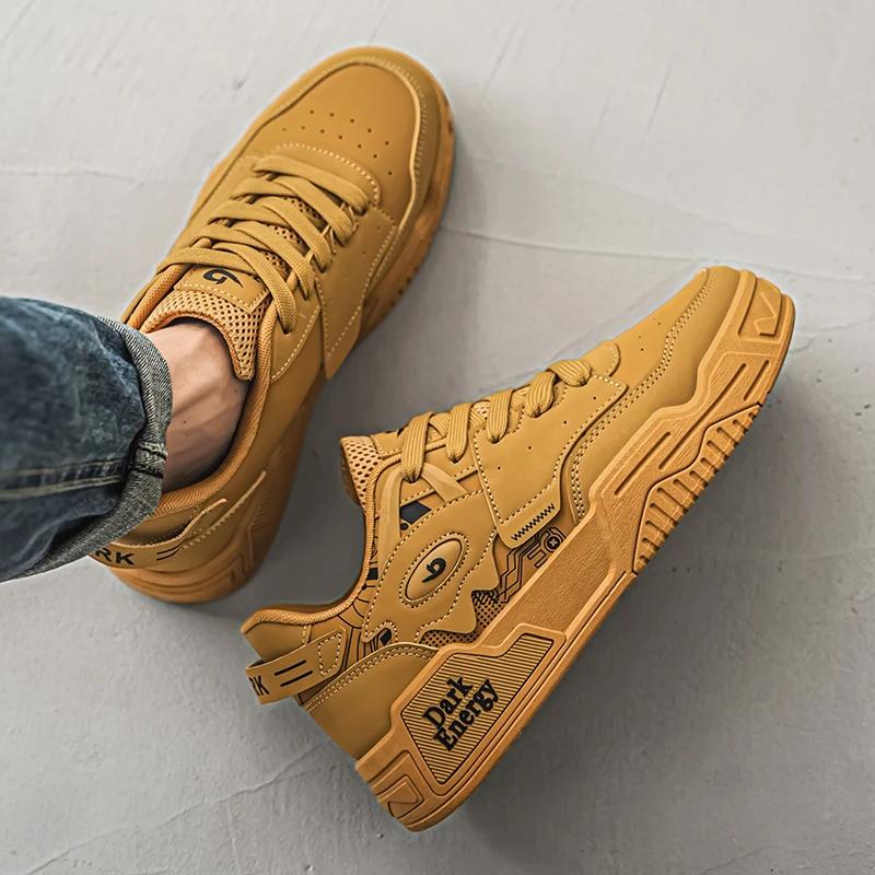 2024 New Men's Leather Sneakers for Casual Autumn and Winter Walking, Outdoor Fashion, Sports, Luxury, Low Cut Board Shoes