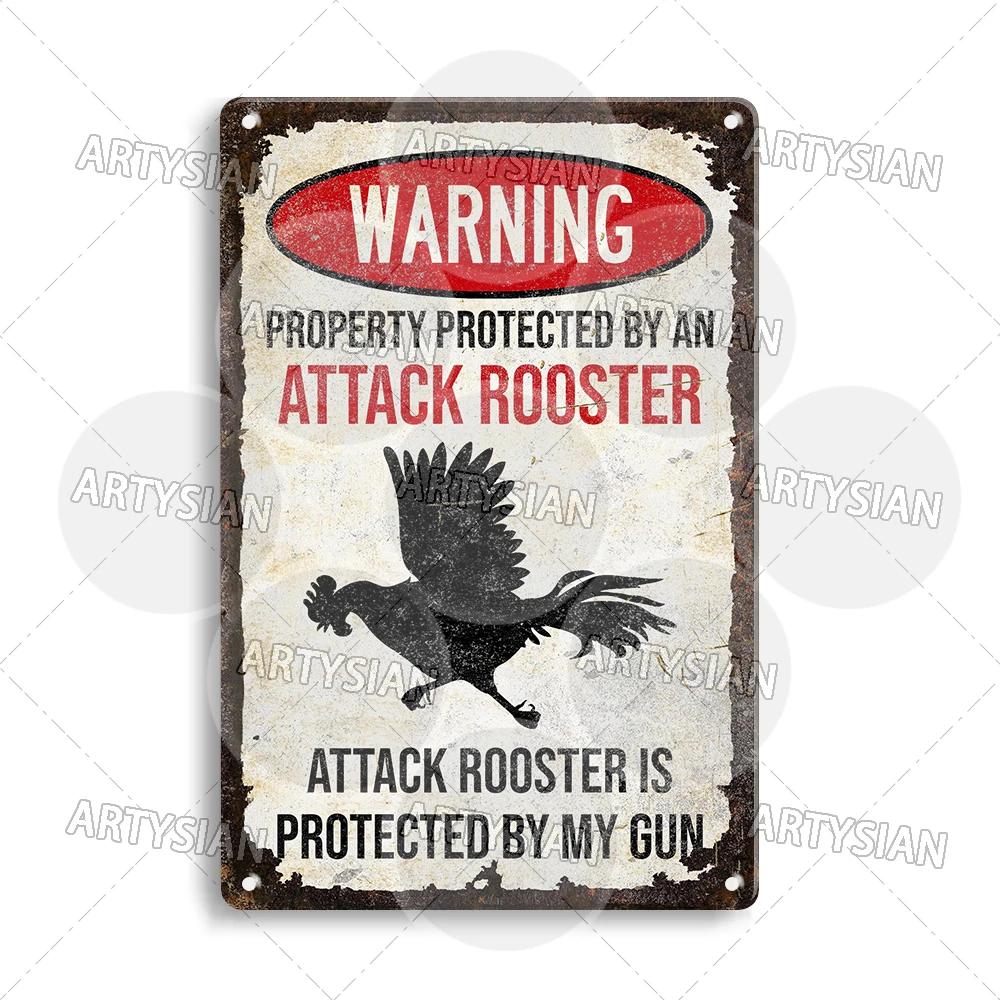 Farmhouse Funny Animal Sign Farm Property Protection Plaque Bear Warning Snake Hamster Guinea Pig Chicken Cat Rooster Goose Goat