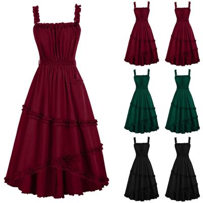 Damenmode Casual Solid Color Lace Gothic Court Vintage Swing Kleider