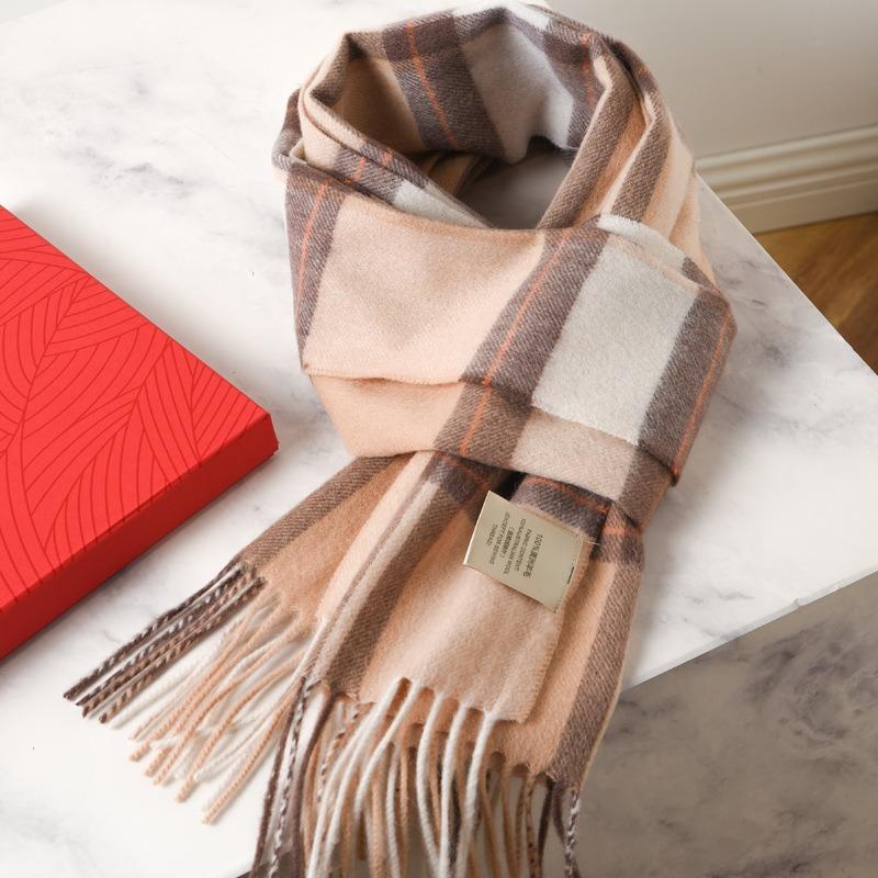 High-end 100 pure wool scarf for men and women, winter thickened high-end new camel shawl birthday gift
