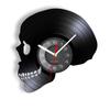 Schädel-Kopf-Vinyl-Schallplatten-Wanduhr im Alter von Skelett-Kopf-Wanduhr, Skelett-Vampir-Männer, Halloween-Dekor, Wandbehang-Uhr