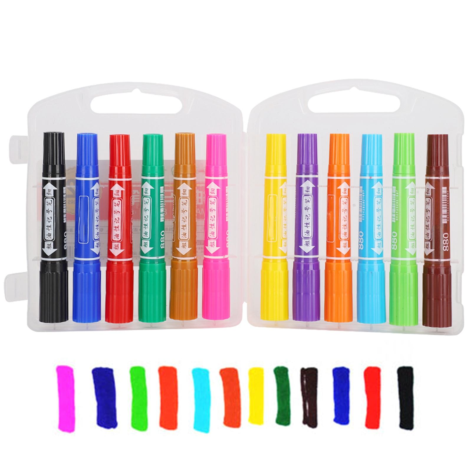 

Double Tip Oil Marker Children Hand Drawn Hook Pen Kid Writing Painting Tool Art Supplies(880 12 Colors )