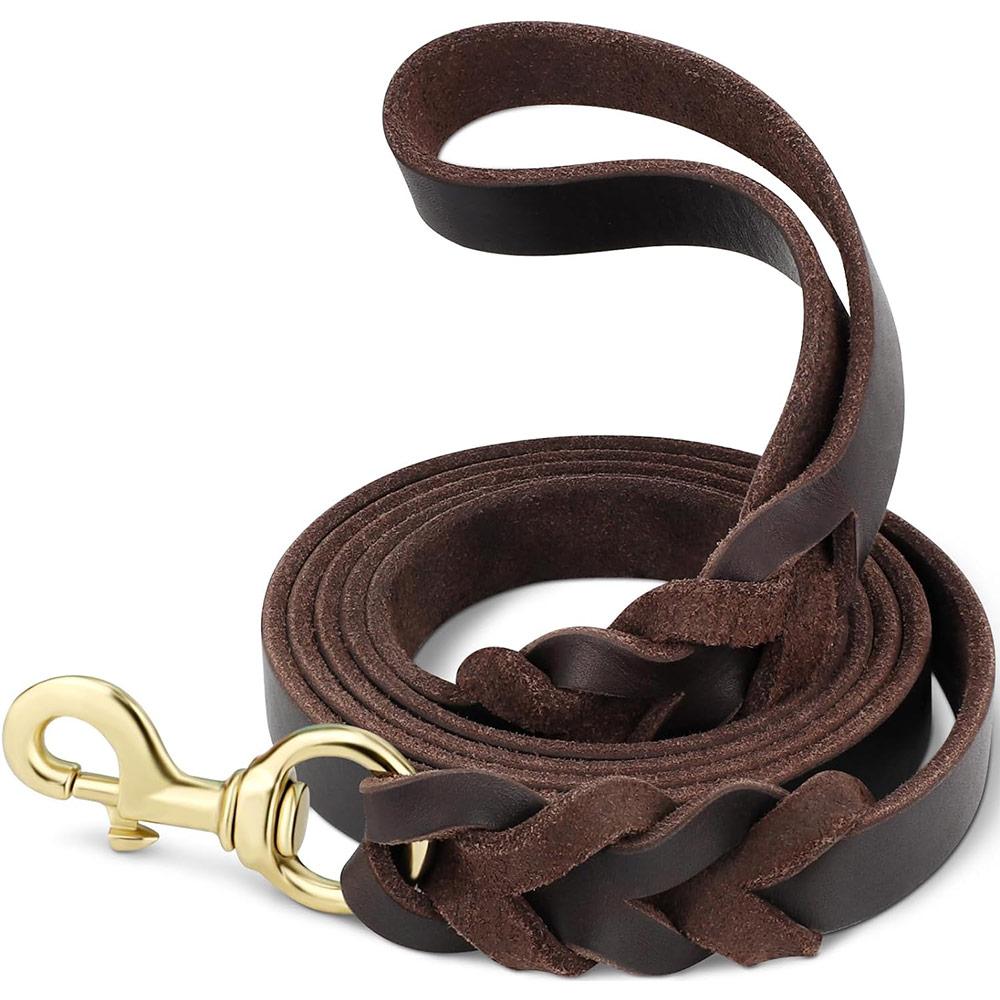 1,2-2,1m Hundeleinen mit Haken Echte Lederleine Haustier Laufen Training Braune Schwarze Farben Für Mittlere Haustiere Schäferhund Greyhound
