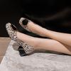 Marime Plus 35 -43 Femei Imprimeu Leopard Toc Gros Pompi Toc Med Toe Pătrat Moda Cataramă Office Lady Pantofi din piele Pantofi cu slip On
