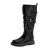 Grape Mom Long Knight Boots Belt Buckle Pleated Pile Boots Front Zipper Internet Celebrity Soft Leather Skinny Boots Platform Women's Boots