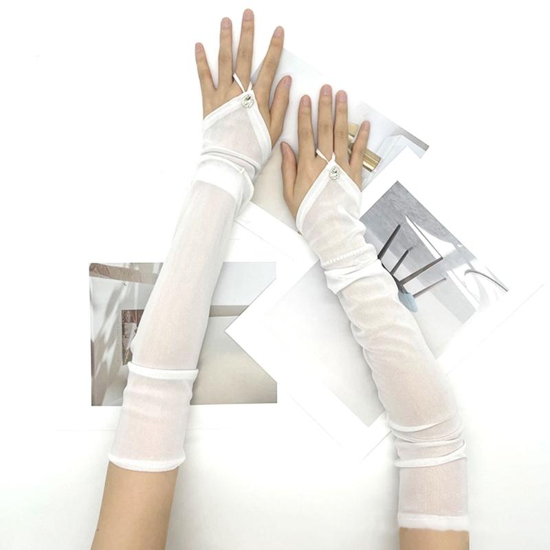 Long Fingerless Tulle Mesh Gloves for Women Elegant Bridal Sheer Arm Sleeves for Operas and Cosplay Theme Party 1920s