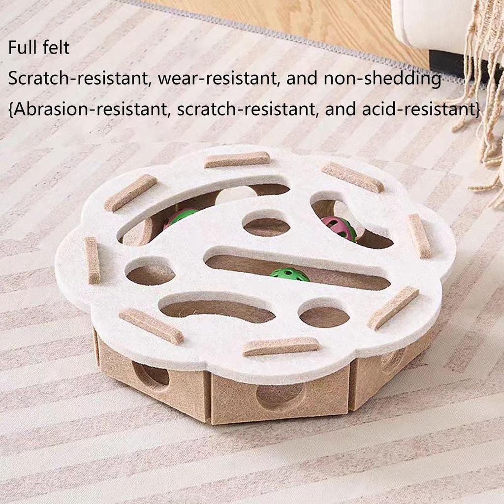 Nailfile Enrichment Box With Bell For Indoor sscratchingand Hunting Mental Felt Maze Box Scratchpuzzleenrichment Box