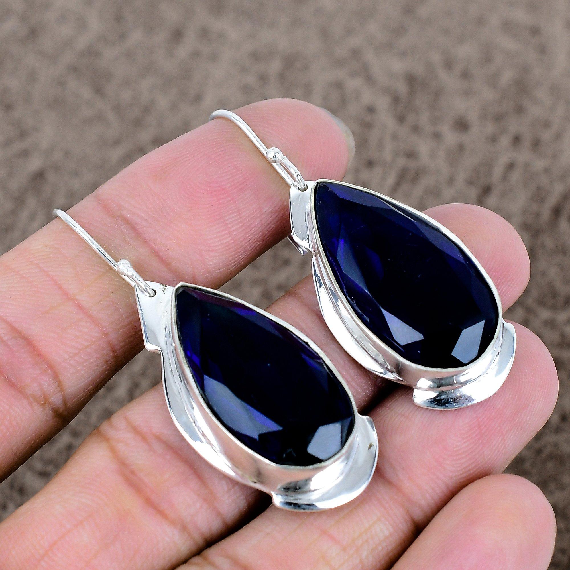 

Blue Topaz Gemstone Handmade 925 Sterling Silver Jewelry Earring 2.09 KKG-635
