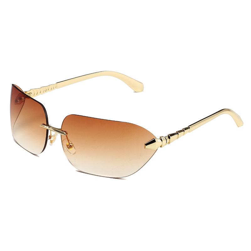 Premium snake pattern metal temple windproof sunshade curved sunglasses men's and women's European and American sunglasses large frame thin glasses