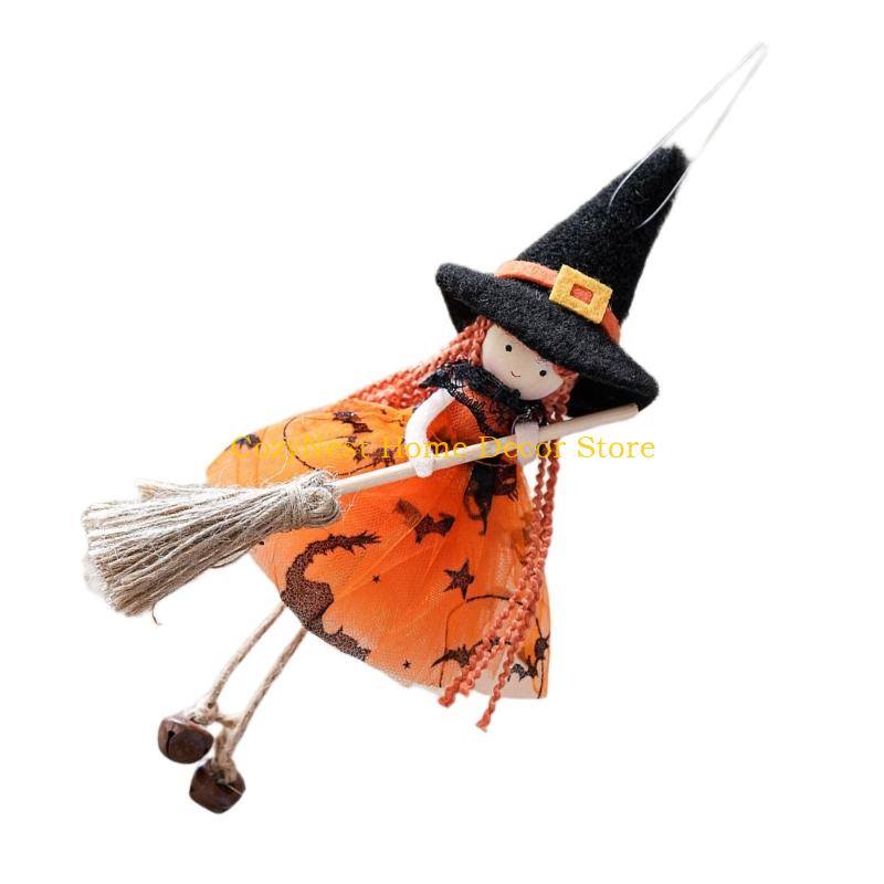 92MF Festival Flannel Witch Broom Angel Girl Ornament Home Christmas Halloweens Decoration