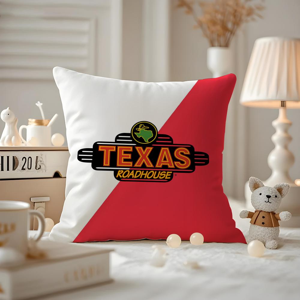 Texas Roadhouse Cushion Cover Anti-dustmite Pillowcase Invisible Zipper Silky Short Plush Sofa Cushion Cover 12x12Inch
