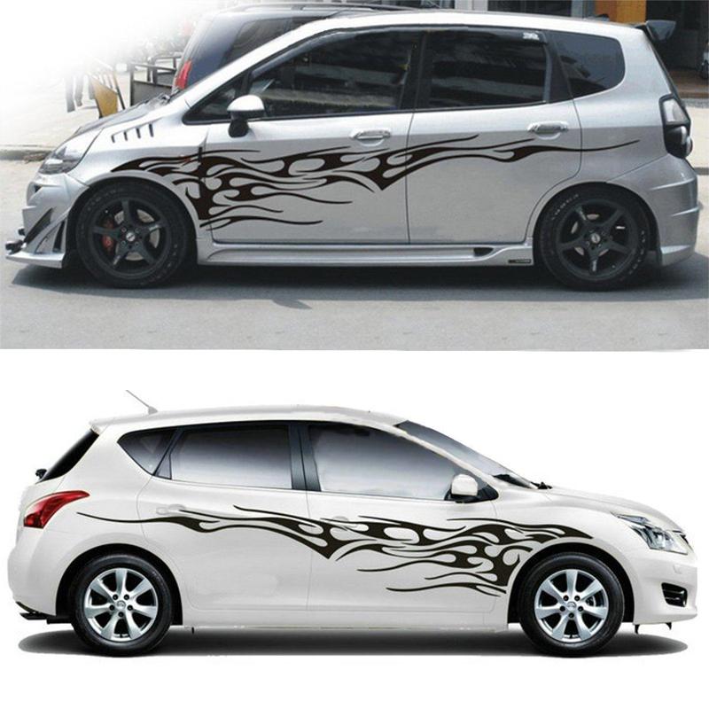 A Set Auto Black Flame Car Decal Vinyl Graphics Two Side Body Stickers