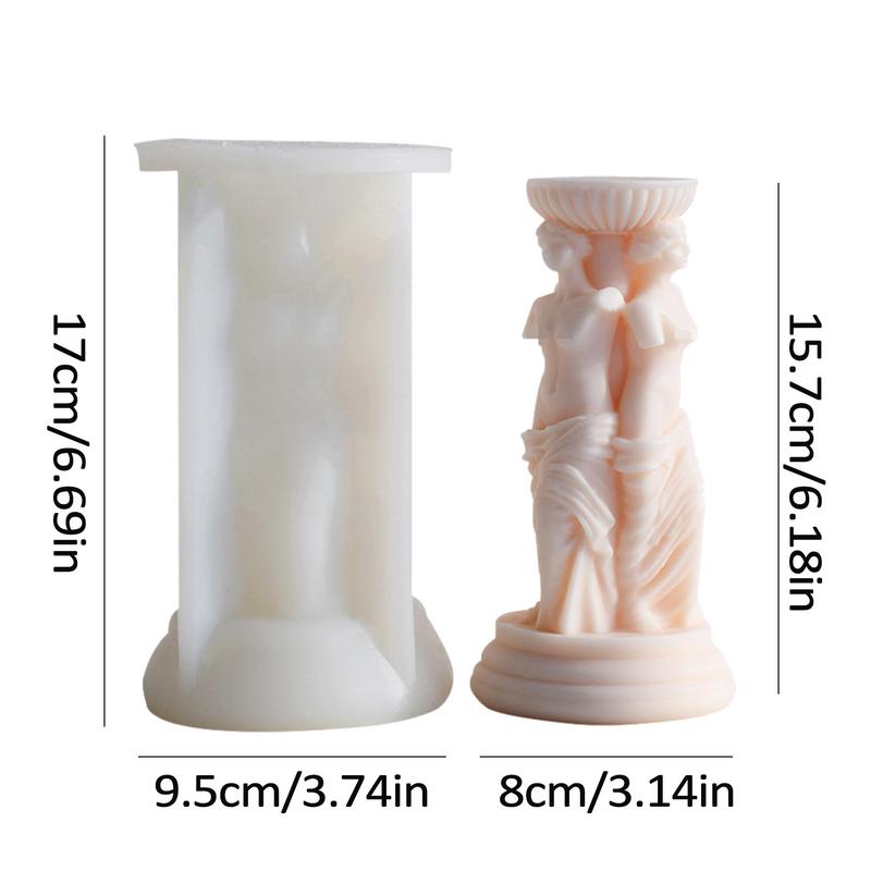 Roman Statue Candle Molds 3D Silicone Roman Column Shape Resin Mold Pillar Candle Molds Craft Making Tool Reusable Non-Stick